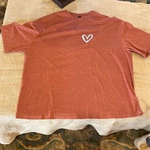 SHEIN Heart Print Drop Shoulder Oversized Tee
